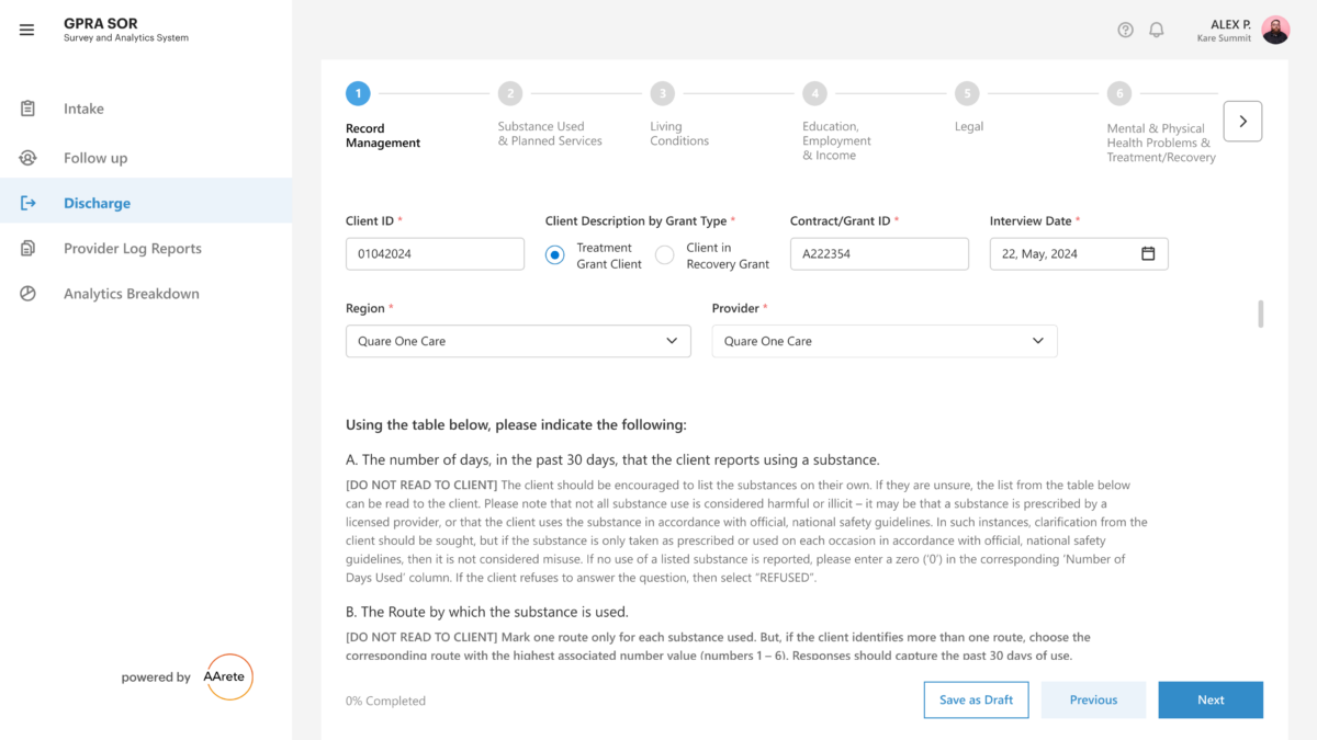 Figure 5: Discharge Form